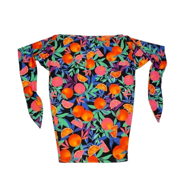 Nina Parker Tie Front Midi Skirt 2X Black/Orange Multi - Picture 7 of 13